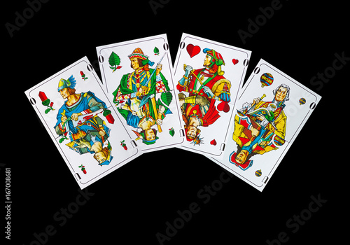 SPIELKARTEN-COLLAGEN - Schafkopf und alle Trümpfe in der Hand