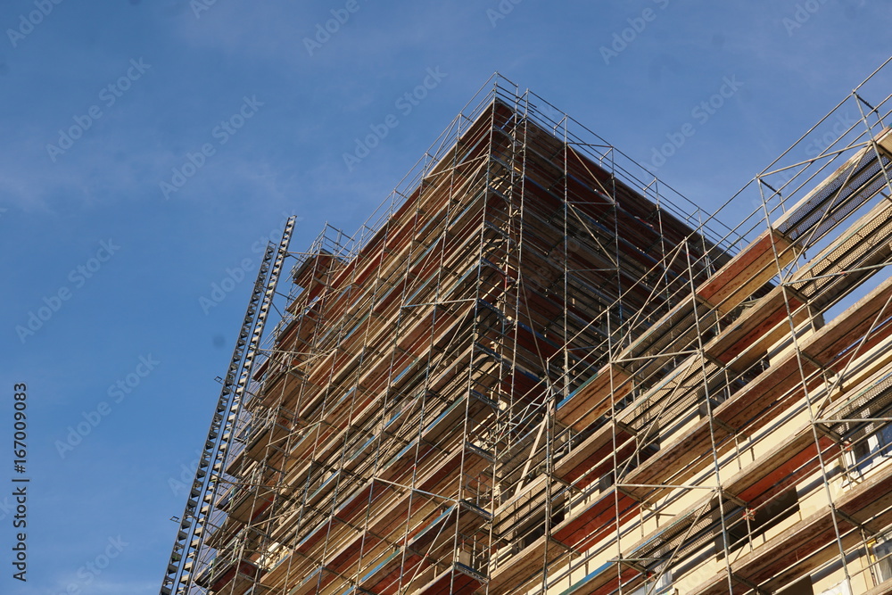 Scaffolding on construction site