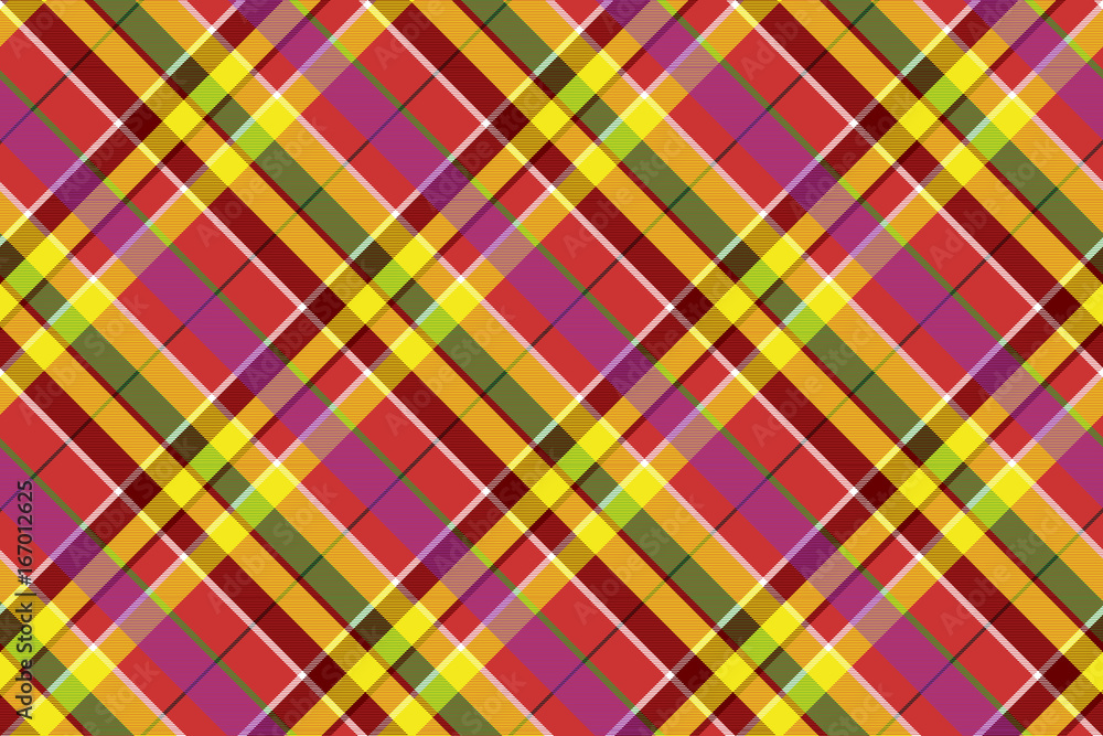 Foto Madras colored plaid diagonal fabric texture seamless pattern