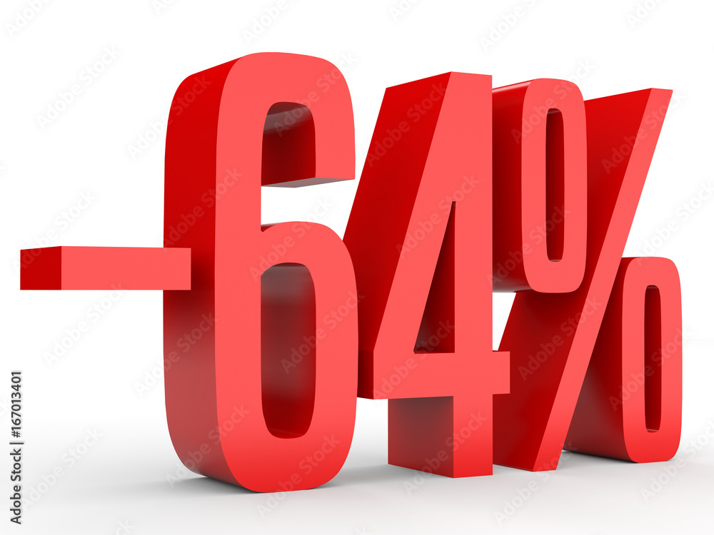 Minus sixty four percent. Discount 64 %. Minus sixty four percent. Discount 64 %.
