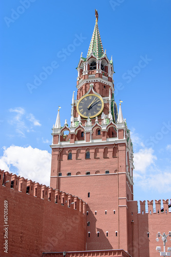 Kremlin clock tower, with a red star on the tower