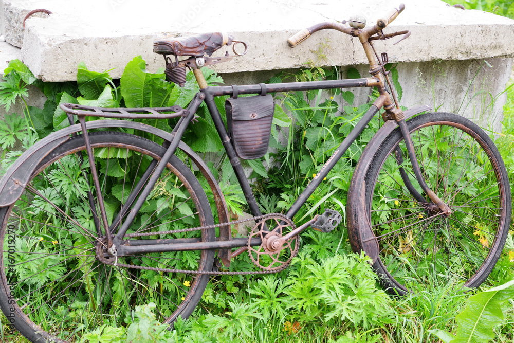 old damaged bicycle