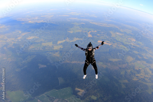 Skydiver girl in the sky