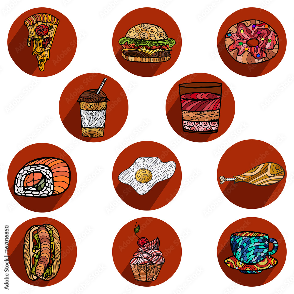 Vector set of snacks,fast food menu design for restaurants, cafes.