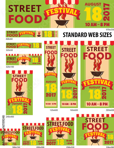 Street Food Festival Banners Set  vector templates