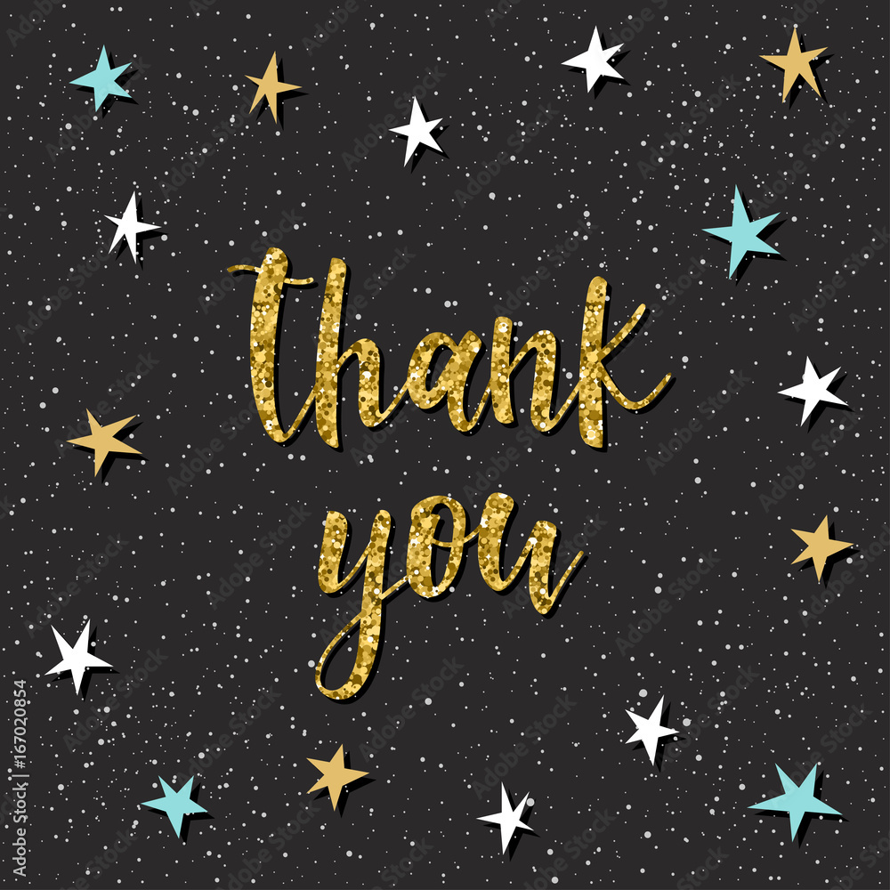 Naklejka premium Thank you. Handwritten lettering and hand drawn star