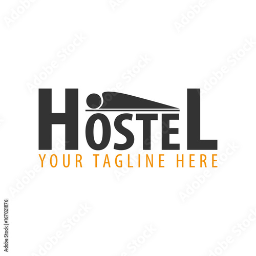 Hostel logo. Hotel logo. Travel rest place. Vector illustration.