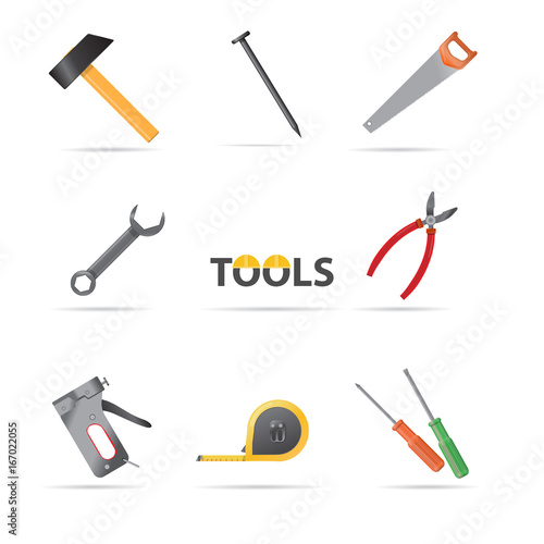 Tools set in vector.