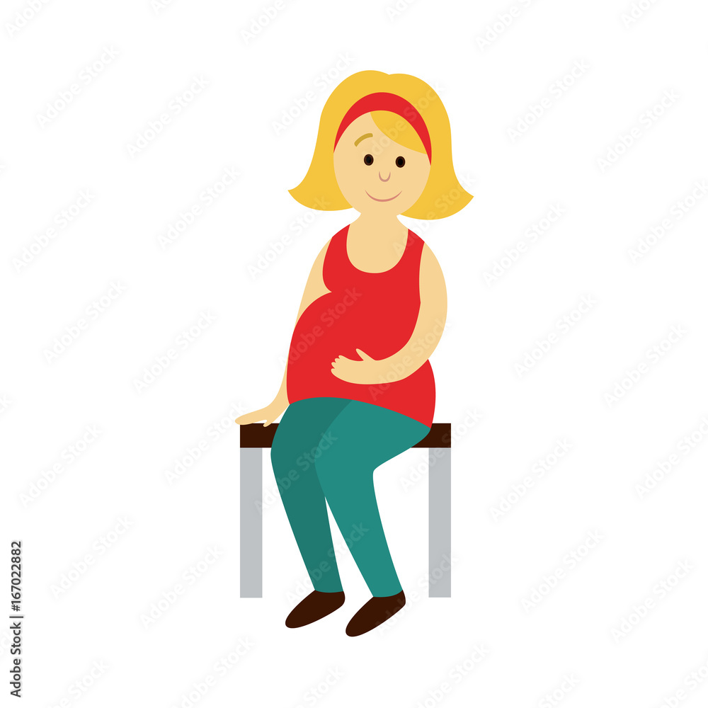 vector adult pregnant woman sits on a public transport bench Flat cartoon illustration isolated on a white background Public transport bus underground subway characters concept design. vector adult pregnant woman sits on a public transport bench Flat cartoon illustration isolated on a white background Public transport bus underground subway characters concept design.