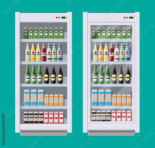 Showcases refrigerators for cooling drinks