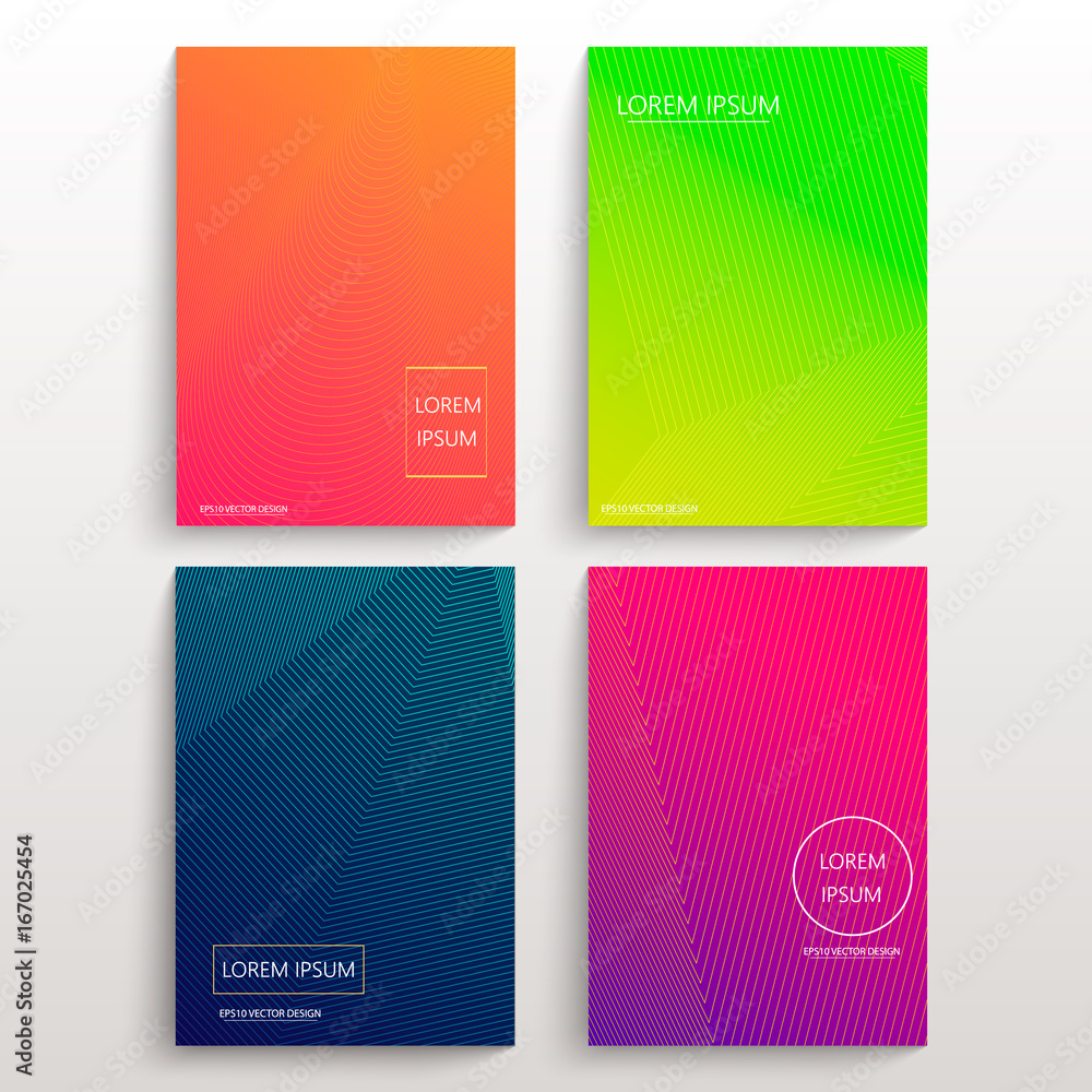 Fototapeta premium Set of cards with blend liqud colors. Futuristic abstract design. Usable for banners, covers, layout and posters. Vector.