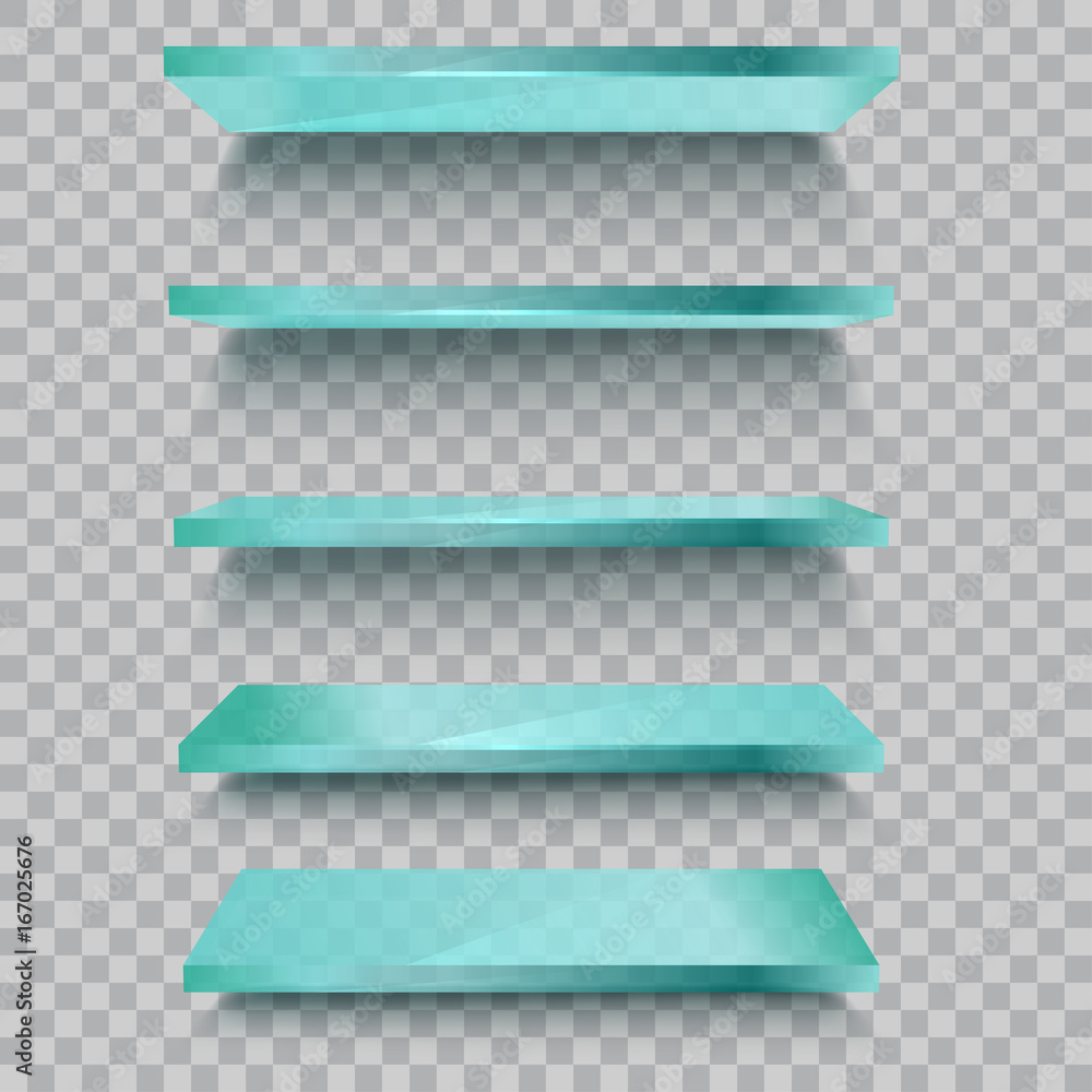 Glass shelves on a transparent background Glass shelves on a transparent background