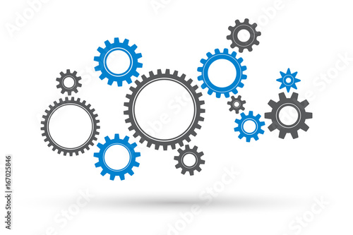 Gears and cog wheel on a white