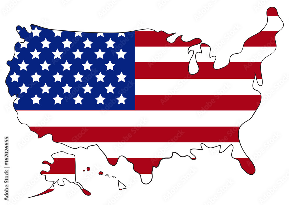 Vector USA map with flag Vector USA map with flag