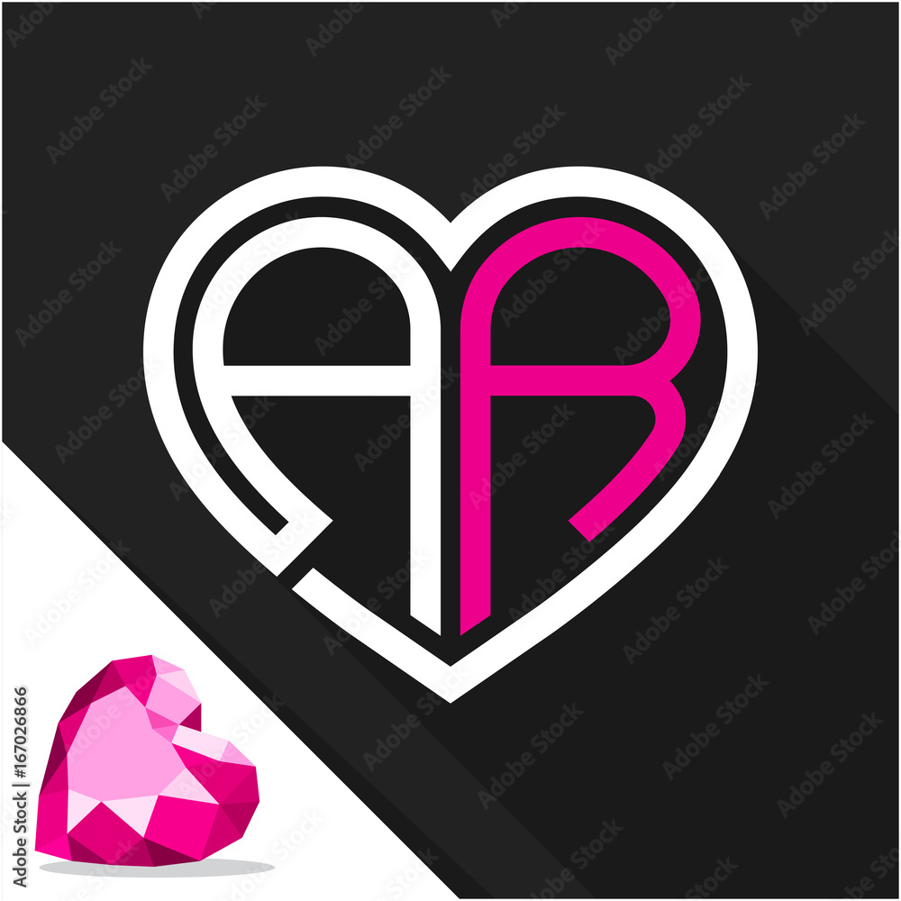 Icon logo heart shape with combination of initials letter A & R Icon logo heart shape with combination of initials letter A & R