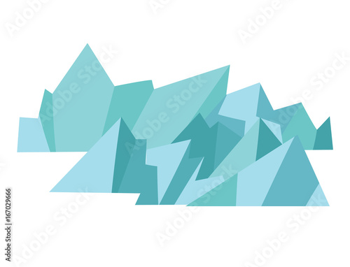 Glacier vector icons. Icelandic schematic landscape, isolated on white background