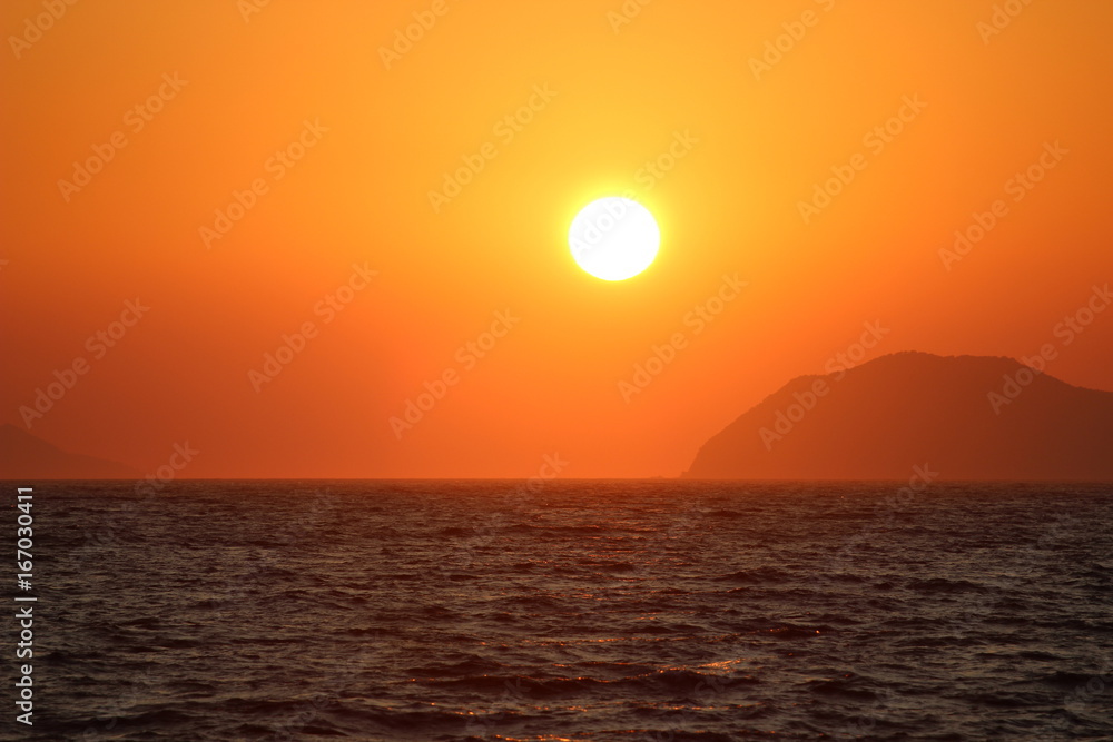 Warm summer day, sea sunset in Croatia