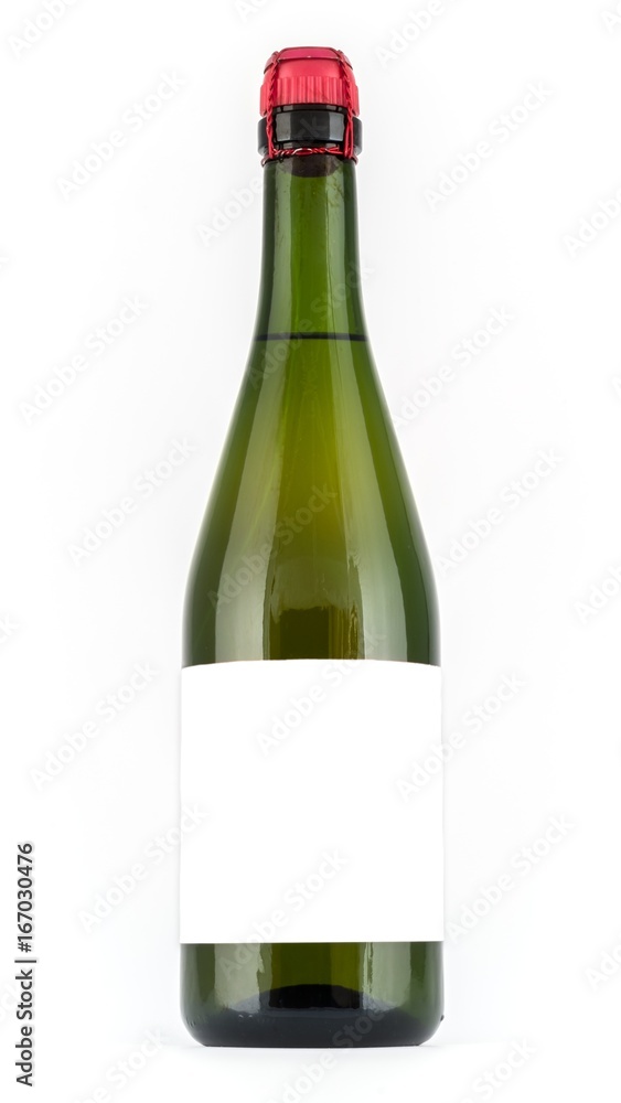 Layout bottle of wine on a white background with a blank label