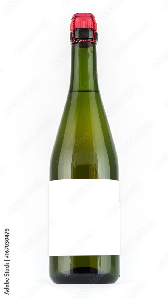 Layout bottle of wine on a white background with a blank label Layout bottle of wine on a white background with a blank label