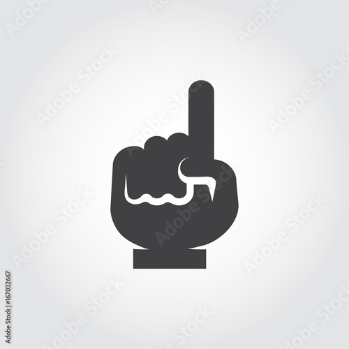 Black flat human hand icon with finger pointing up. Attention, information, upstairs sign, navigation concept. Label for site interfaces, mobile apps, games, street sign and other projects. Vector