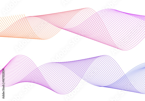 Design element wavy ribbon from many parallel lines46