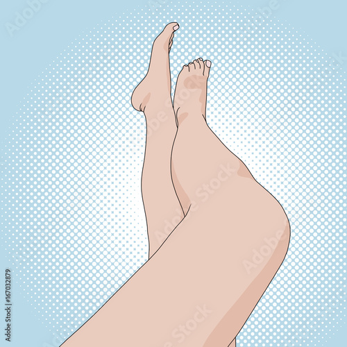 Female legs on the beach pop art retro style