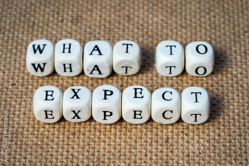 what to expect words made from toy cubes with letters