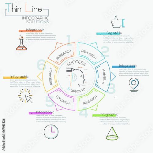 Thin line minimal arrow business cycle template.