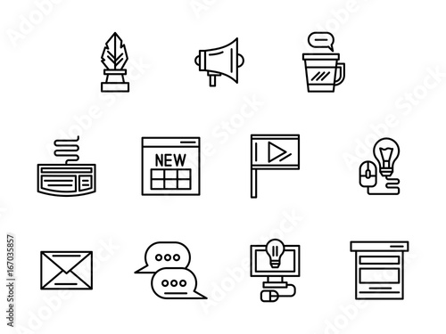 Obraz na płótnie Web blog black line vector icons set w salonie