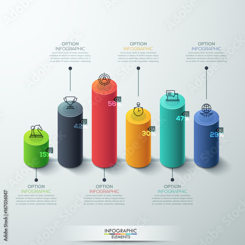 infographic template Modern cylinder bar chart Design.