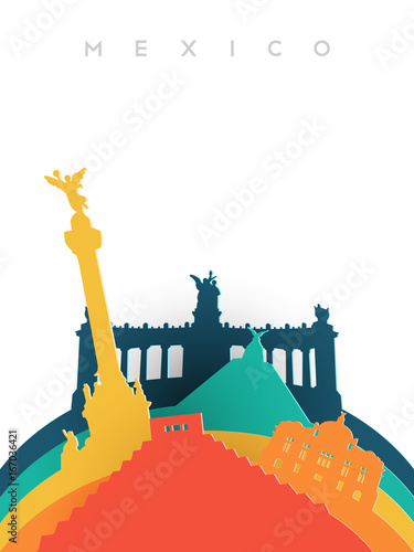 Travel Mexico 3d paper cut world landmarks
