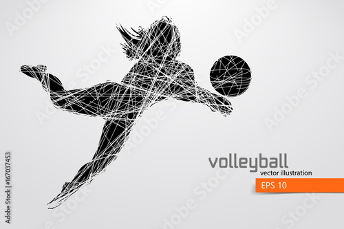 Silhouette of volleyball player.