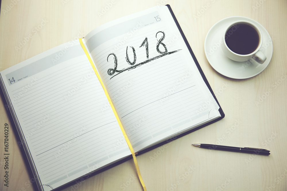2018 new year on notepad 2018 new year on notepad