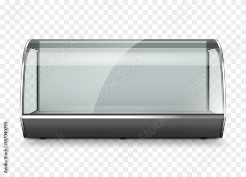 Empty refrigerator display showcase. Isolated on transparent background