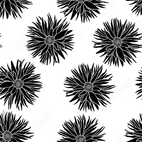 Fototapeta Naklejka Na Ścianę i Meble -  Dahlias flowers pattern seamless