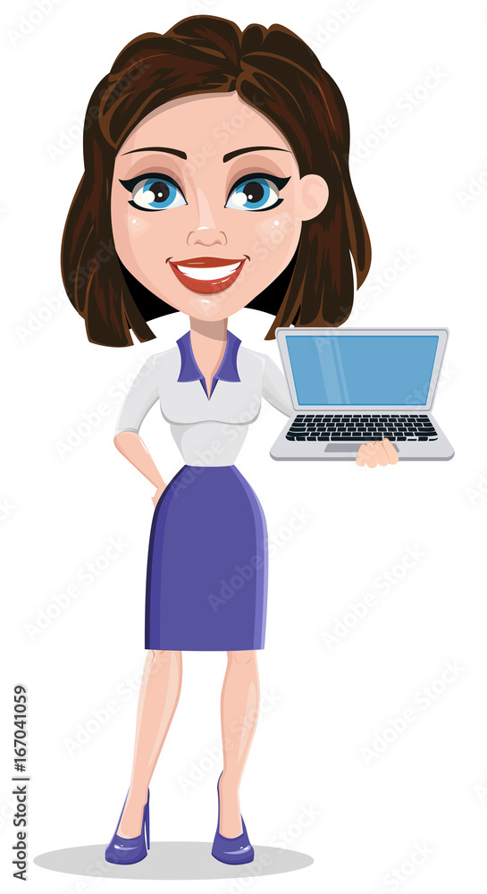 Beautiful business woman holding modern laptop. Businesswoman in formal wear standing straight. Beautiful business woman holding modern laptop. Businesswoman in formal wear standing straight.