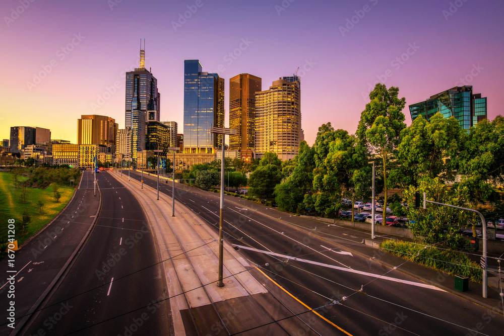 Summer sunset above Melbourne