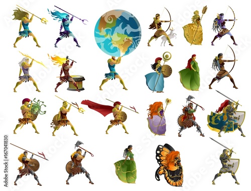 fantasy warriors, monsters and greek mythology gods