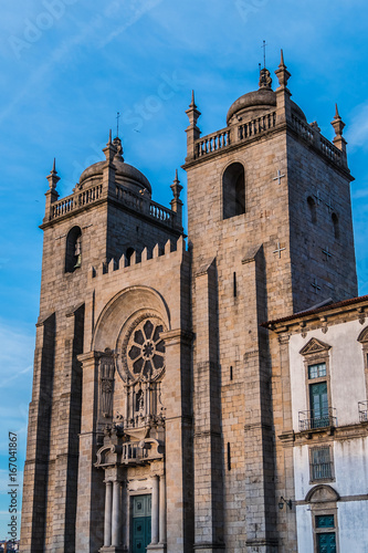 Wallpaper Mural Porto Cathedral (Se do Porto) or Cathedral of Assumption of Our Lady in historical centre of city of Porto. Se Cathedral was built in 12th century by Bishop Hugh. Portugal. Sunset. Torontodigital.ca