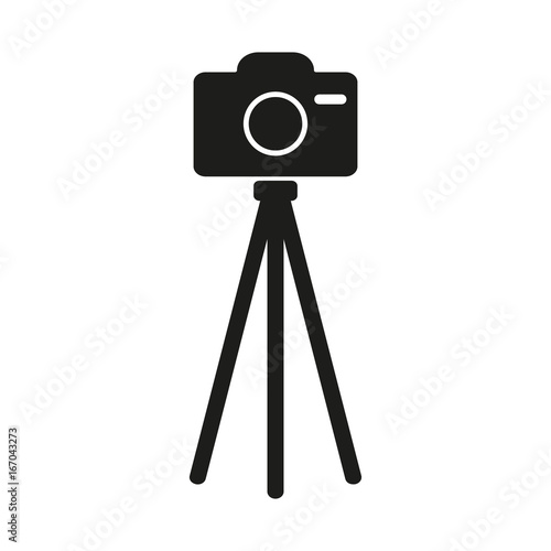Camera on tripod simple icon