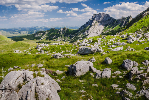 Rock in the big karst of mountain Durmitor in Montenegro