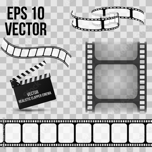 Set of movie design. film strip isolated on transparent background. vector illustration
