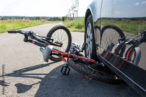 Close Up of a children's bicycle accident on the street