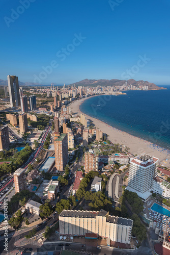 Aerial view of Benidorm city skyline, in Alicante province, Spain. photo