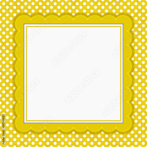 Yellow and white polka dot square border with copy space