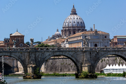 Amazing view of Vatican and Tiber River in city of Rome, Italy