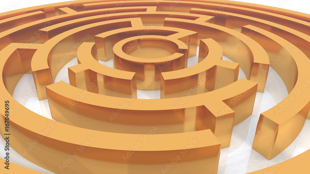 golden maze background.3D rendering.
