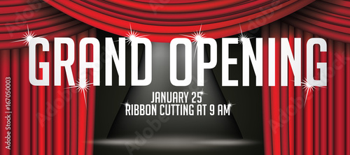 Grand opening flyer, marketing or banner background template with fun balloons. EPS 10 vector.