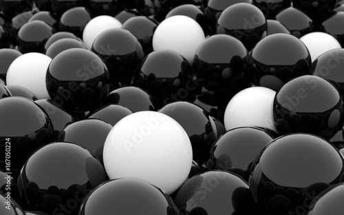 Black and white balls background. 3D Rendering.