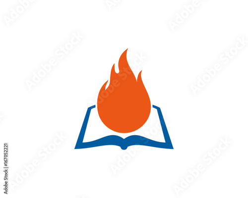 Book Fire Icon Logo Design Element